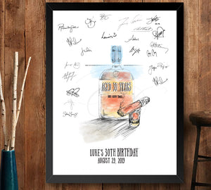 Bourbon Bottle Guestbook Print, Guest Book, Bridal Shower, Arizona Wedding, Custom, Alternative Guest Book, Sign In (8 x 10 - 24 x 36)