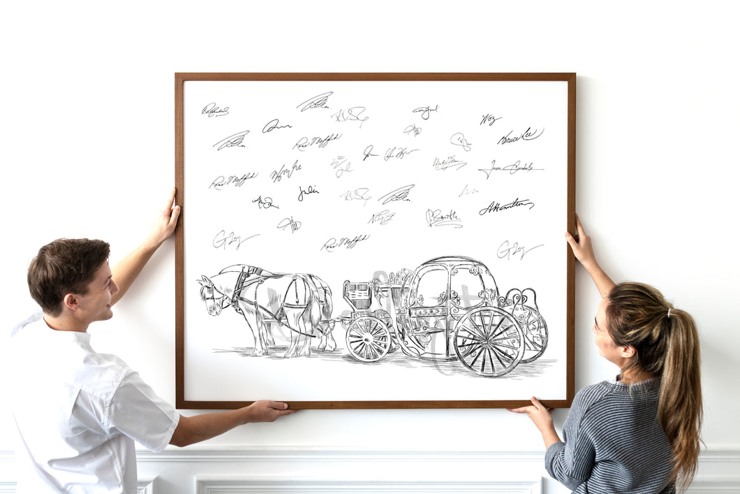 Cinderella's Carriage Wedding Guest Book Alternative Print, Wedding Guestbook, Fairytale, Bridal Shower, Wedding, Disney themed, Baby Shower, Birthday