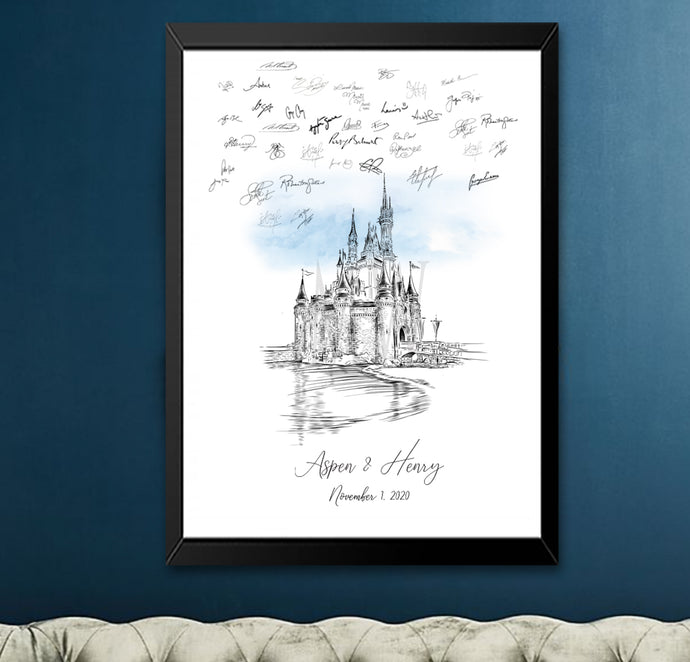 Disney World Castle Bat Mitzvah Guest Book, Sweet 16 Guestbook Print, Alternative Guest Book, Fairytale, Disney, Birthday Party Alternative Sign-in