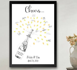 Champagne Bottle Thumbprint Guestbook Print, Fingerprint Guest Book, Wedding, Bridal Shower, Family Reunion, Alternative (8 x 10- 24 x 36)