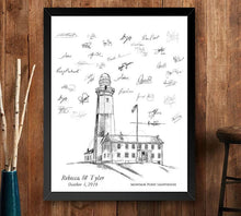 Montauk Point Lighthouse Guestbook Print, Guest Book, Bridal Shower, New York Wedding, Alternative Sign-in (8 x 10 - 24 x 36)