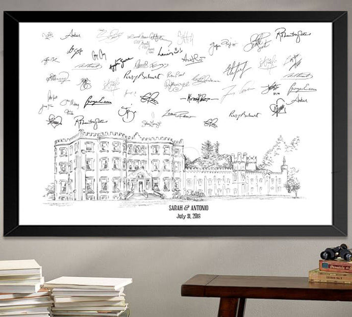 Fairytale Castle Guestbook Print, Games of Thrones Inspired Castle Guest Book, Fairytale, Bridal Shower, Wedding,  (8 x 10 - 24 x 36)