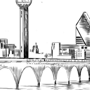Dallas River View Skyline Guestbook Print, Guest Book, Bridal Shower, Texas,  Wedding, Custom, Alternative Guest Book  (8 x 10 - 24 x 36)