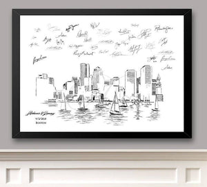 Guest Book Alternative Boston Skyline, Guestbook Idea, Guest Book, Bridal Shower, Wedding Sign-in, Custom Guestbook, Alternative Guest Book