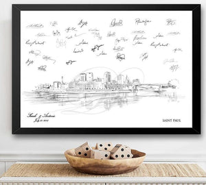 Saint Paul Skyline Guestbook Print: Minnesota Wedding Alternative
