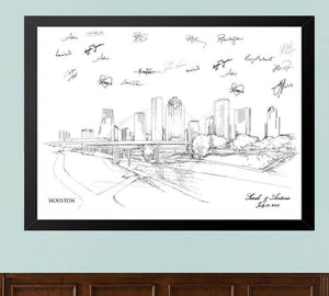 Houston Guestbook Print, Guest Book, Bridal Shower, Texas Wedding, Custom, Alternative, Baby Shower, Family Reunion  (8 x 10 - 24 x 36)