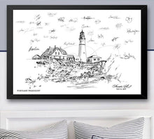 Portland Head Lighthouse Guestbook Print, Guest Book, Bridal Shower, Maine, Wedding, Alternative GuestBook, Birthday, Sign-in FREE PEN