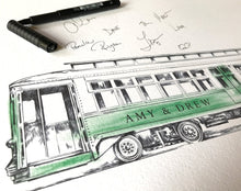 Boston Trolley Car Wedding Guestbook Print: Alternative Sign-in