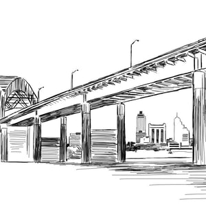 Memphis Bridge Wedding Guest Book Alternative: Custom Skyline Print