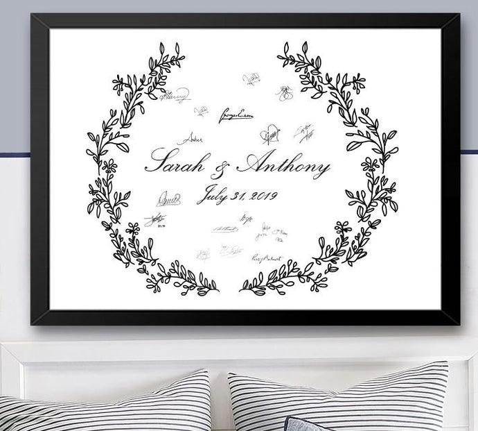 Laurel Wreath Wedding Guest Book Alternative: Personalized Guest Sign In