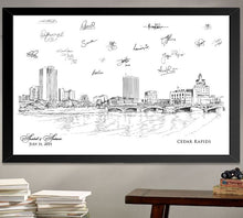 Cedar Rapids Skyline Wedding Guest Book Alternative: Iowa Sign-in Print