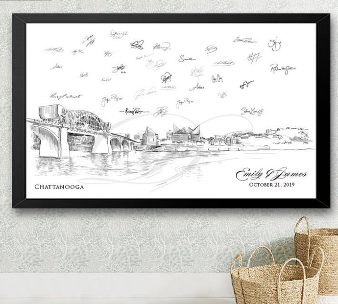 Chattanooga Skyline Guest Book Alternative Print: Tennessee Wedding