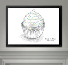Cupcake Sprinkles Wedding Guest Book Print: Thumbprint Keepsake