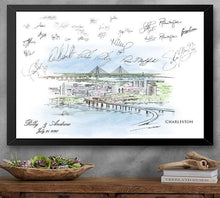 Charleston Watercolor Skyline Guestbook: Custom Wedding Sign In
