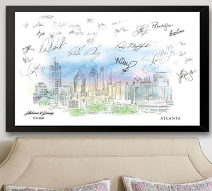 Atlanta Watercolor Skyline Guestbook Print: Georgia Wedding Sign-in