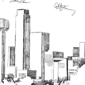 Dallas Watercolor Skyline Guestbook Print: Custom Wedding Sign