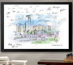 Lexington Watercolor Skyline Guestbook Print: Wedding Guest Sign In