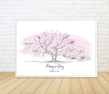 Watercolor Cherry Blossom Wedding Guest Book Alternative: Pink Tree Sign-in