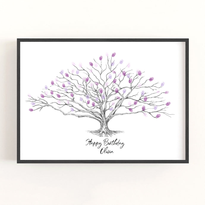 Birthday Party Thumbprint Tree, Guest Book Print, Fingerprint Guest Book, 30th Birthday, Alternative Guestbook, Birthday Party Decor, Bday