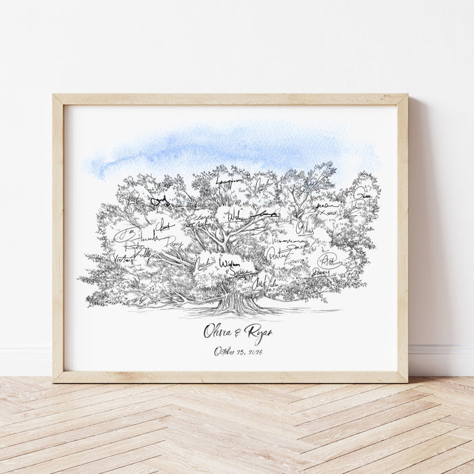 Moreton Bay Fig Tree Wedding Guest Book Alternative: Signature Print