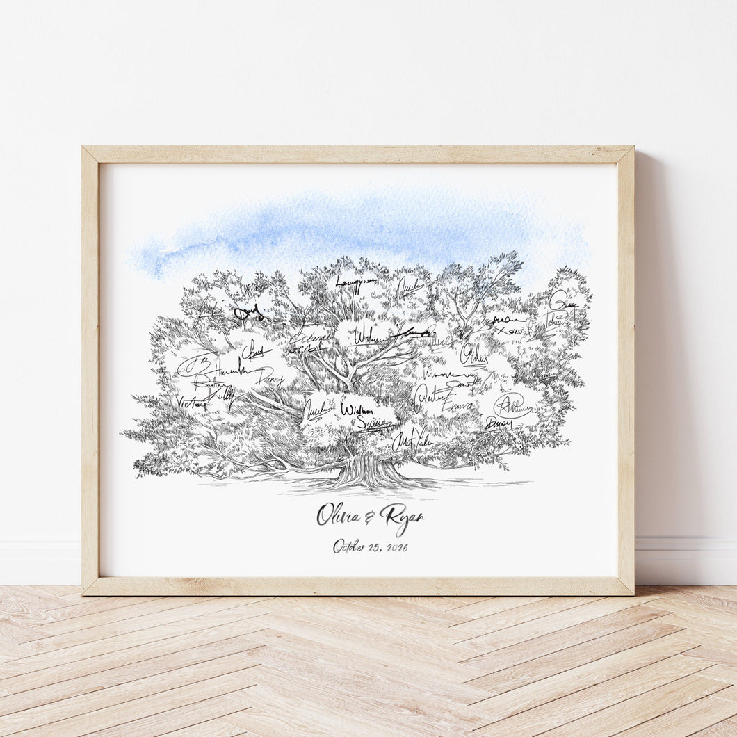 Moreton Bay Fig Tree Wedding Guest Book Alternative: Signature Print