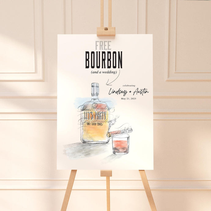 Bourbon Wedding Welcome Sign: Custom Watercolor, Printed & Shipped