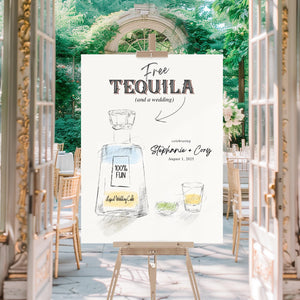 Free Tequila Wedding Welcome Sign: Unique Hand-Drawn Wedding Poster