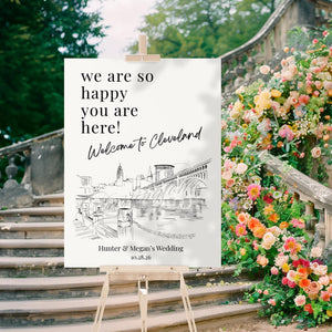 Welcome to Cleveland Wedding Sign: Hand-Drawn Archival Print