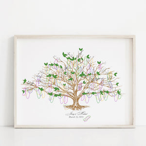 Mardi Gras Tree Guest Book Alternative: Signature Low Oak Print