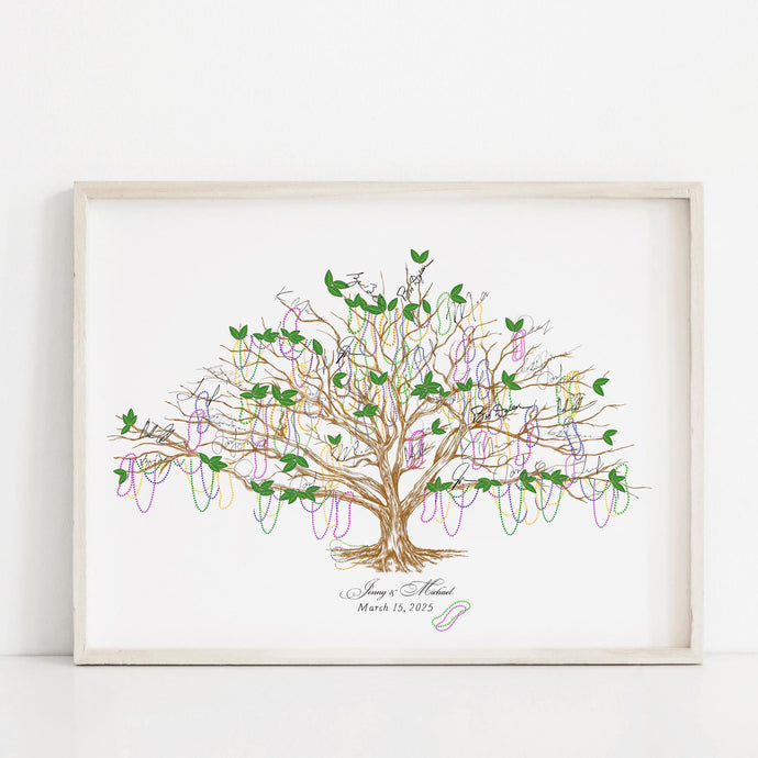 Mardi Gras Tree Guest Book Alternative: Signature Low Oak Print
