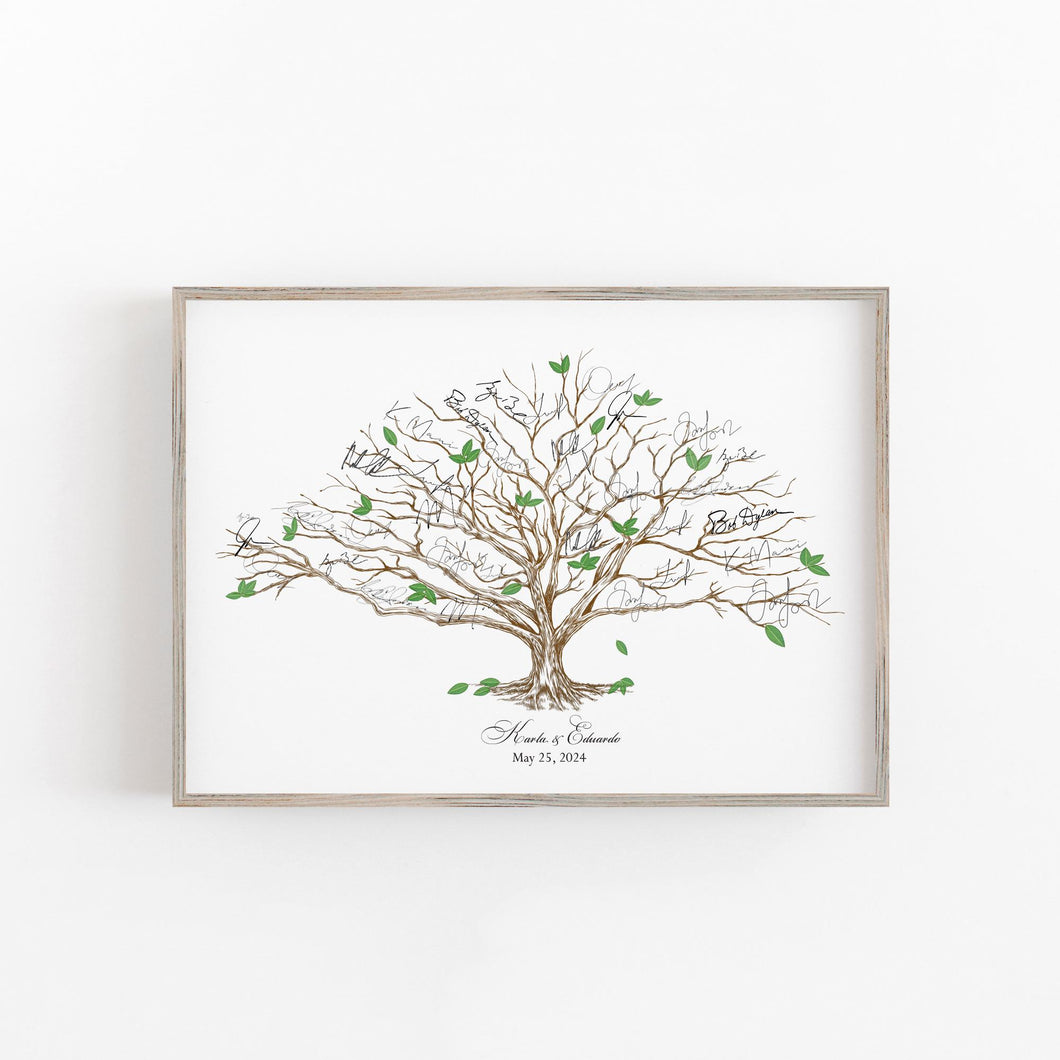 Low Oak Tree Guest Book Alternative: Wedding Signature Poster