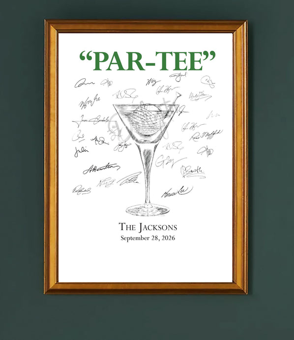 Golf Themed, Martini Glass Guestbook Print, Guest Book, Bridal Shower, Birthday, Wedding, Custom, Alternative Guest Book, Guestbook Sign