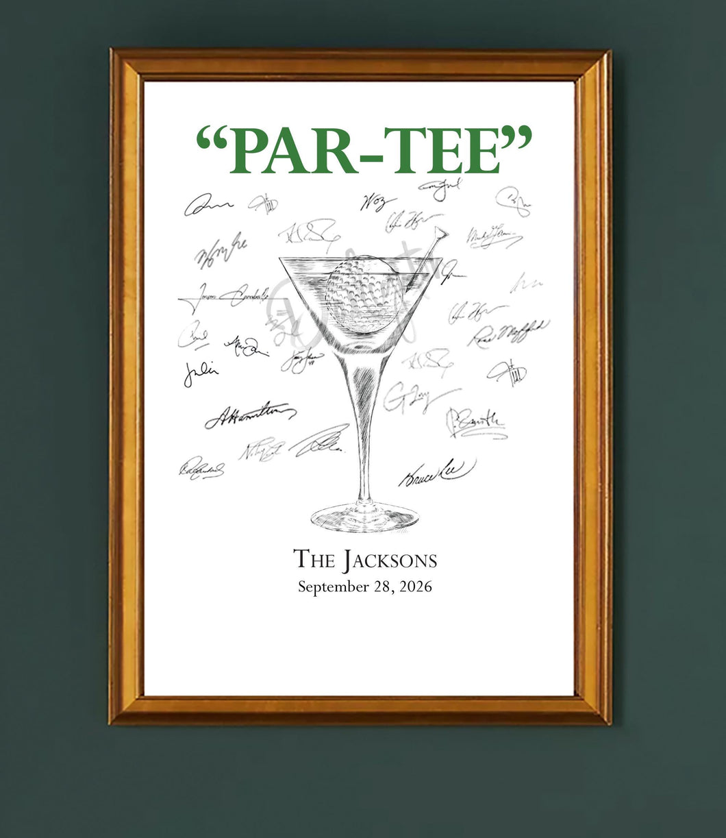 Golf Themed, Martini Glass Guestbook Print, Guest Book, Bridal Shower, Birthday, Wedding, Custom, Alternative Guest Book, Guestbook Sign