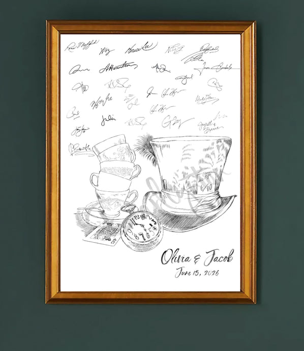 Guest Book Ideas Alice in Wonderland, Wedding Guest Book, Fairytale Wedding, Guestbook ideas, Sign-in, Quinceanera, Unique Guest Book
