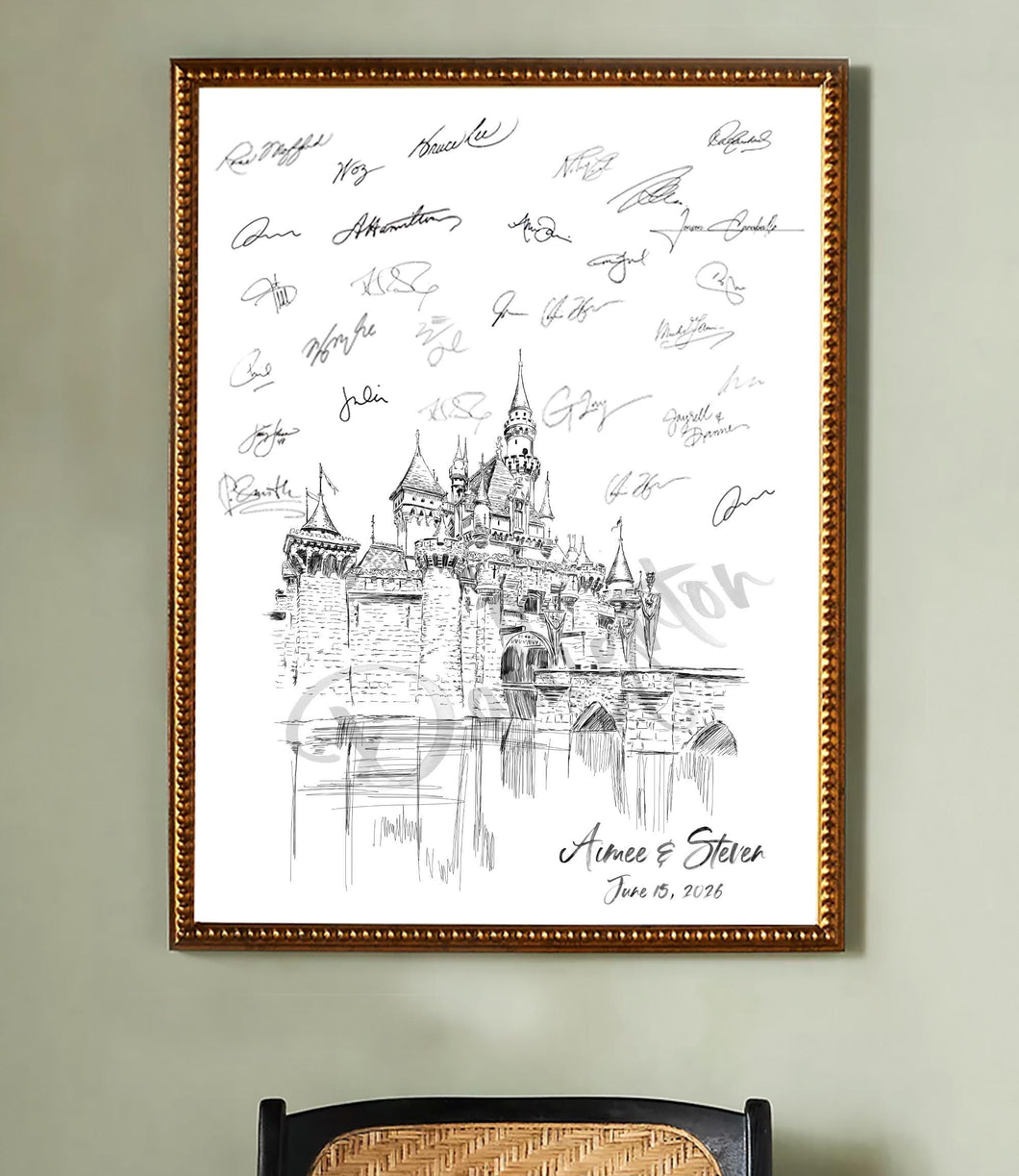 Disneyland Castle Guestbook Print, Guest Book, Fairytale, Bridal Shower, Wedding, Disney themed, Alternative, Guestbook Sign, Quinceanera