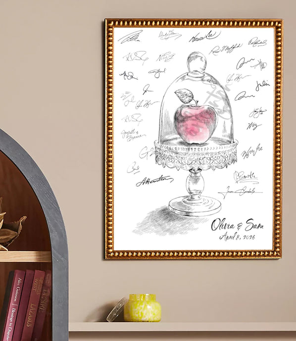 Snow White Inspired Guestbook Print, Apple in Dome Guest Book, Fairytale, Bridal Shower, Wedding, Disney, Rose, Guestbook Sign, Quinceanera