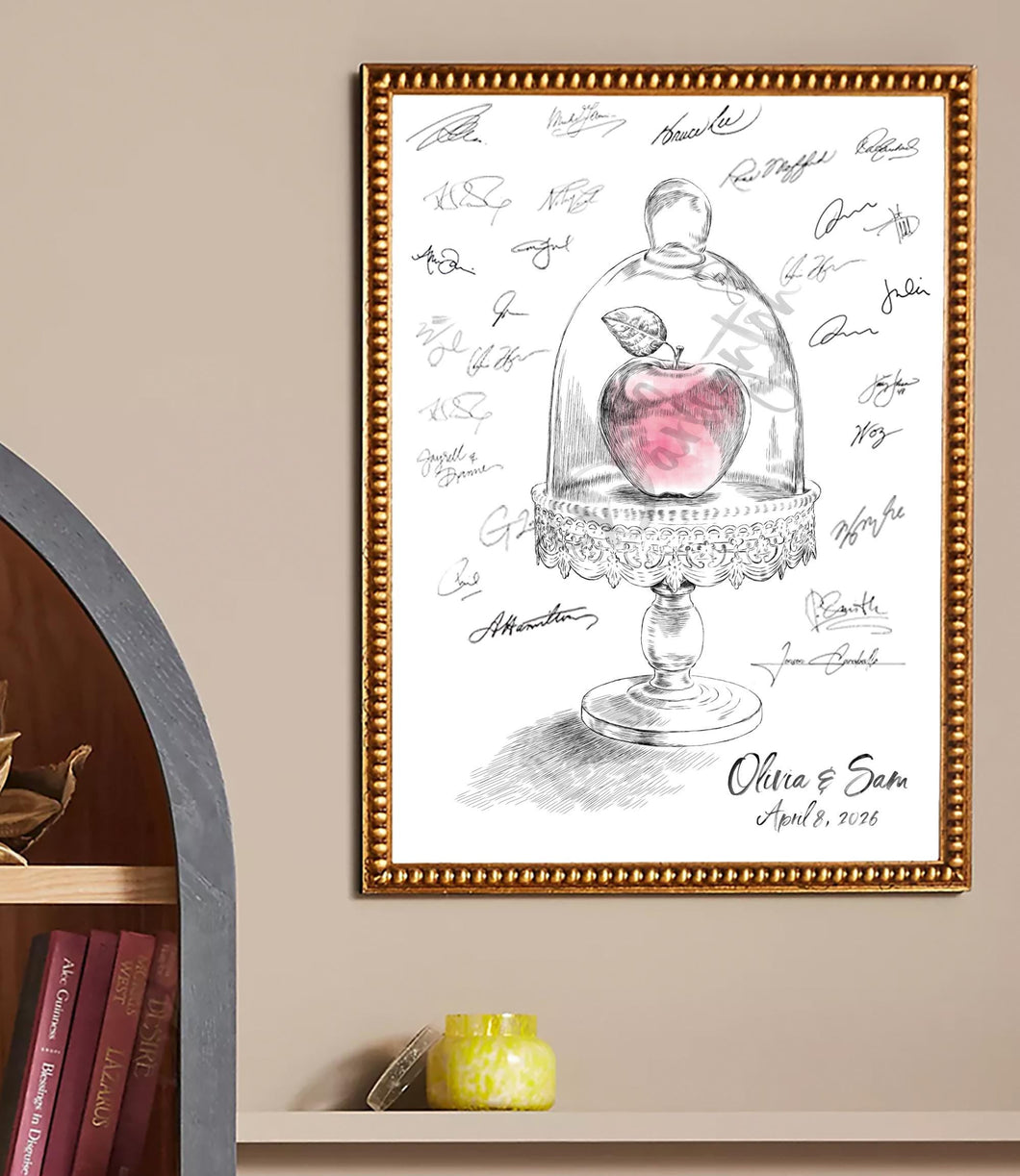 Snow White Inspired Guestbook Print, Apple in Dome Guest Book, Fairytale, Bridal Shower, Wedding, Disney, Rose, Guestbook Sign, Quinceanera