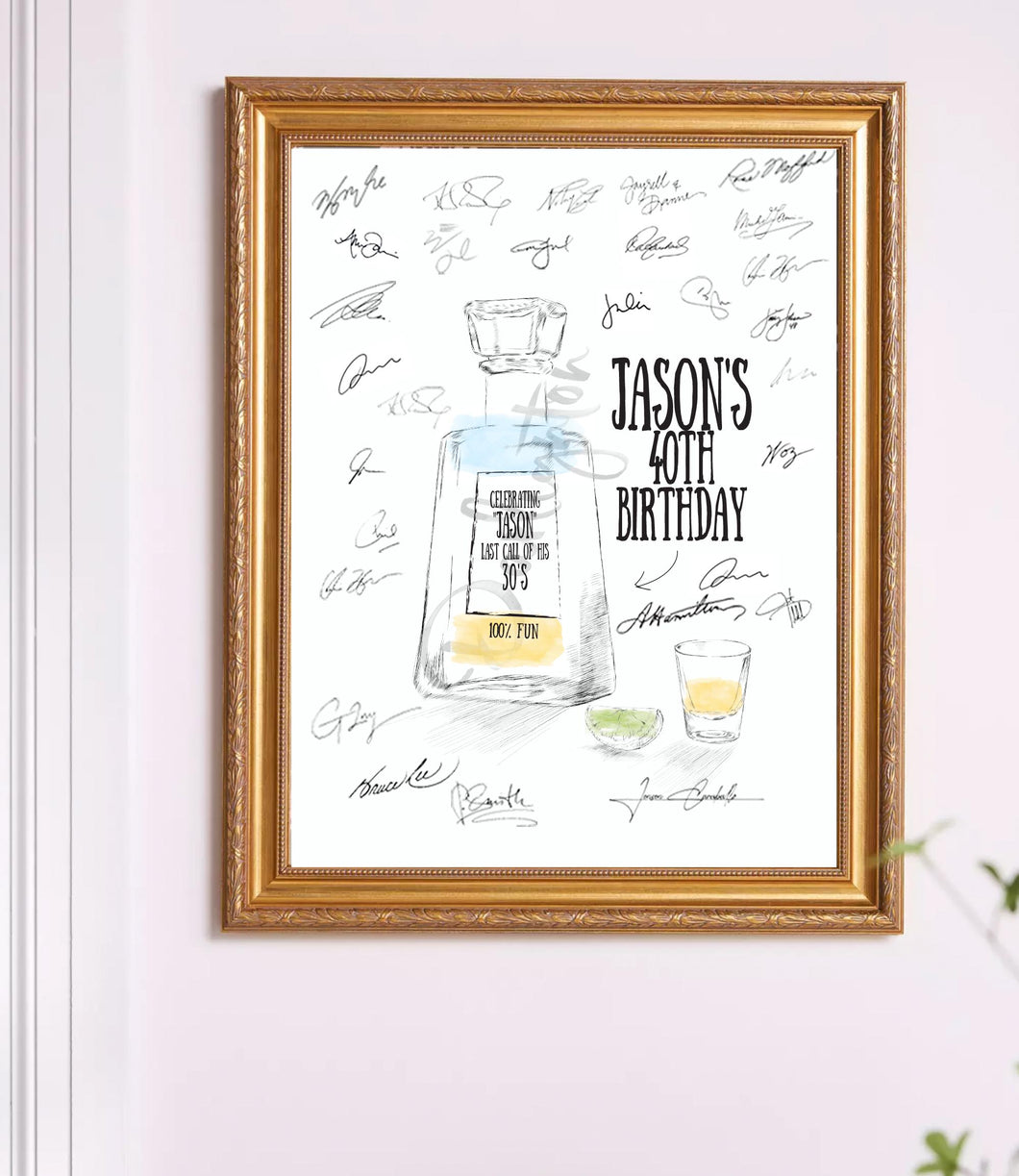 Tequila & Lime Birthday Party Guestbook Print, Guest Book, Birthday, Custom, Alternative, 30th, 40th, 50th Birthday, Guestbook Sign