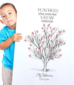 Teacher Gift Apple Tree Fingerprint Guest Book, Thumbprint Tree, Class Gift, End of Year Gift, Fingerprint Gift for Teacher, Guest Book idea
