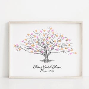Bridal Shower Guest Book Tree, Tree Thumbprint Custom Guestbook Print, Fingerprint Guest Book, Shower Welcome Sign, Bridal Brunch Decor idea