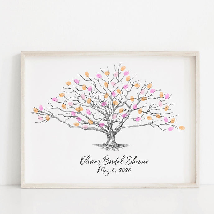 Bridal Shower Guest Book Tree, Tree Thumbprint Custom Guestbook Print, Fingerprint Guest Book, Shower Welcome Sign, Bridal Brunch Decor idea