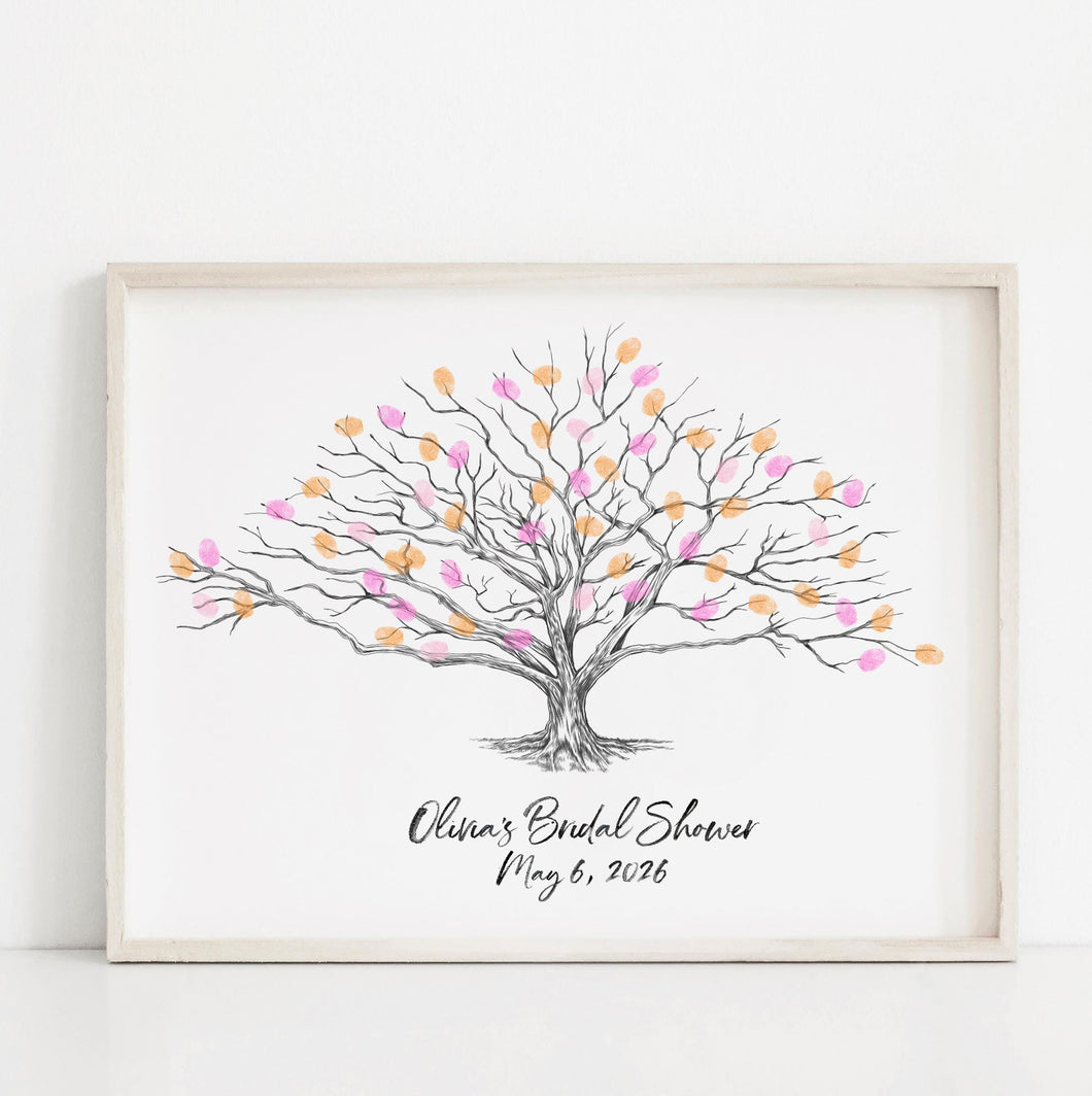 Bridal Shower Guest Book Tree, Tree Thumbprint Custom Guestbook Print, Fingerprint Guest Book, Shower Welcome Sign, Bridal Brunch Decor idea