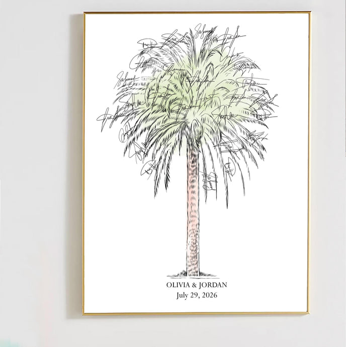 Palm Tree Wedding Guest Book Alternative, Guests Signatures, Print, Guestbook, Wedding, Bridal Shower, Guest Book Ideas, Rustic Guest Book