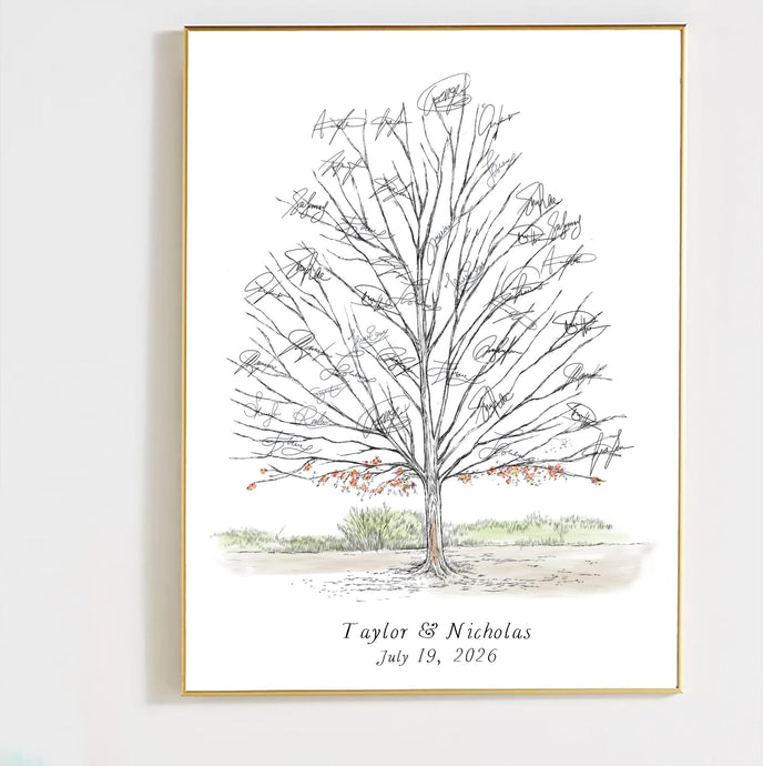 Sugar Maple Wedding Guest Book Tree: Personalized Watercolor Sign-In