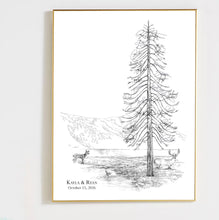 Pine Tree Wedding Guestbook: Deer, Buck & Ducks Signature Print
