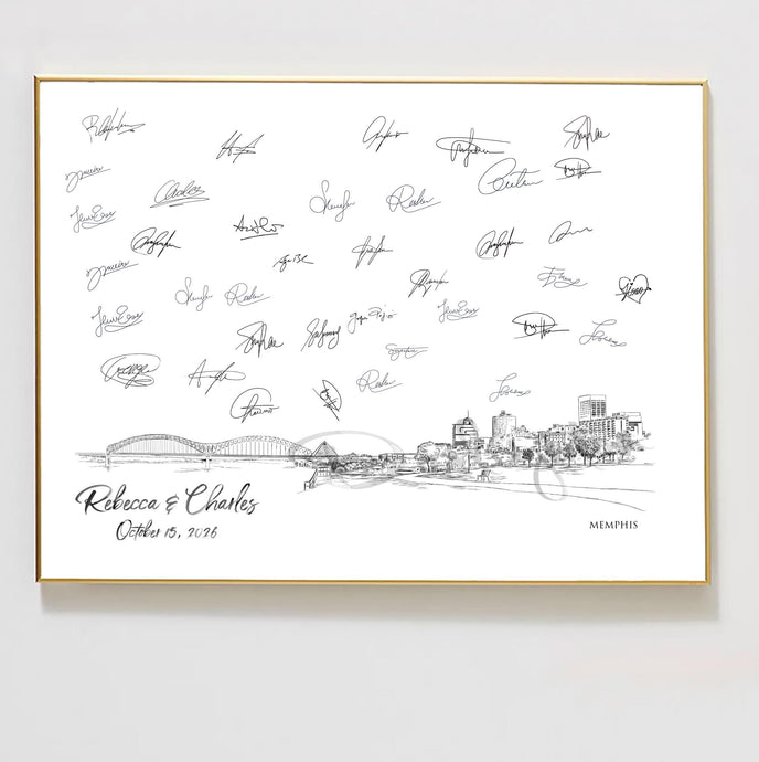 Alternative Guest Book Memphis Skyline, Wedding Guestbook, Guest Book Alternative, Custom, Guest Book ideas, Wedding Sign-in, Unique