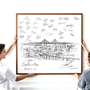 Charleston Skyline Guest Book Print, Guest Book, Bridal Shower, Wedding, Custom, Alternative Guest Book, South Carolina Wedding Sign-in