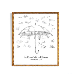 Bridal Shower Umbrella Guest Book Alternative, Hand Drawn, Baby Shower Guestbook, Bridal Party Sign in