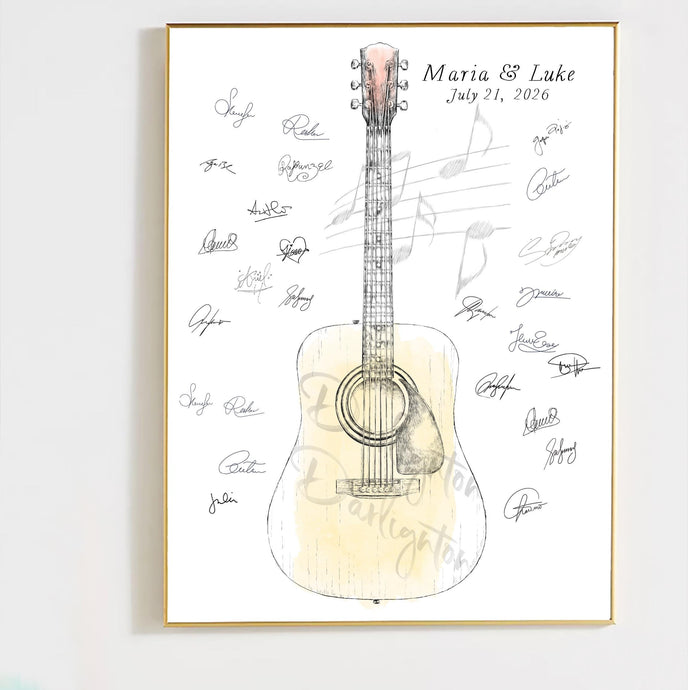 Sign my Guitar Birthday Guest Book Banner Print, Guest Book, Instrument, Music, Birthday Party, Alternative Guest Book, Music