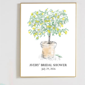 Lemon Tree Wedding Guest Book Alternate, Thumbprint Print, Fingerprint, Rustic Guestbook, Wedding, Bridal Shower, Baby Shower, Birthday